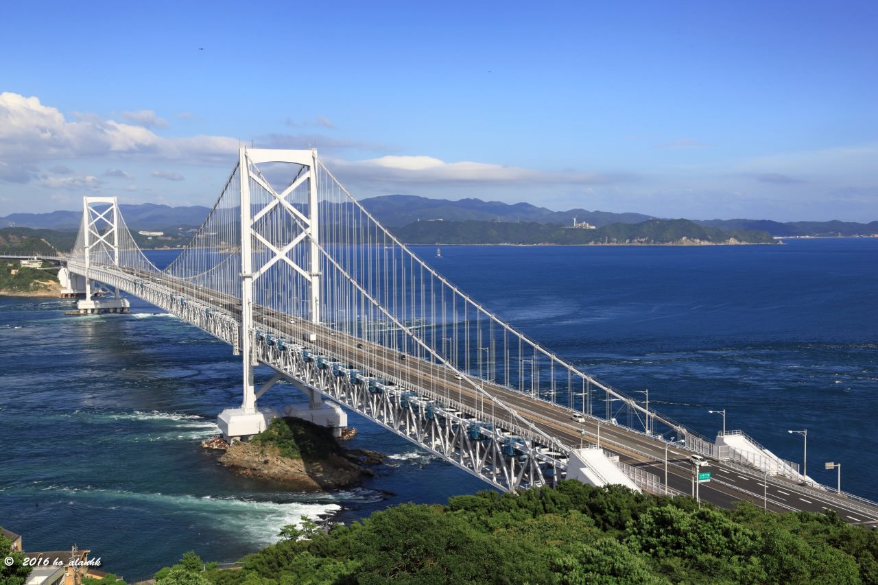 A suspension bridge connecting Awaji Island with Tokushima